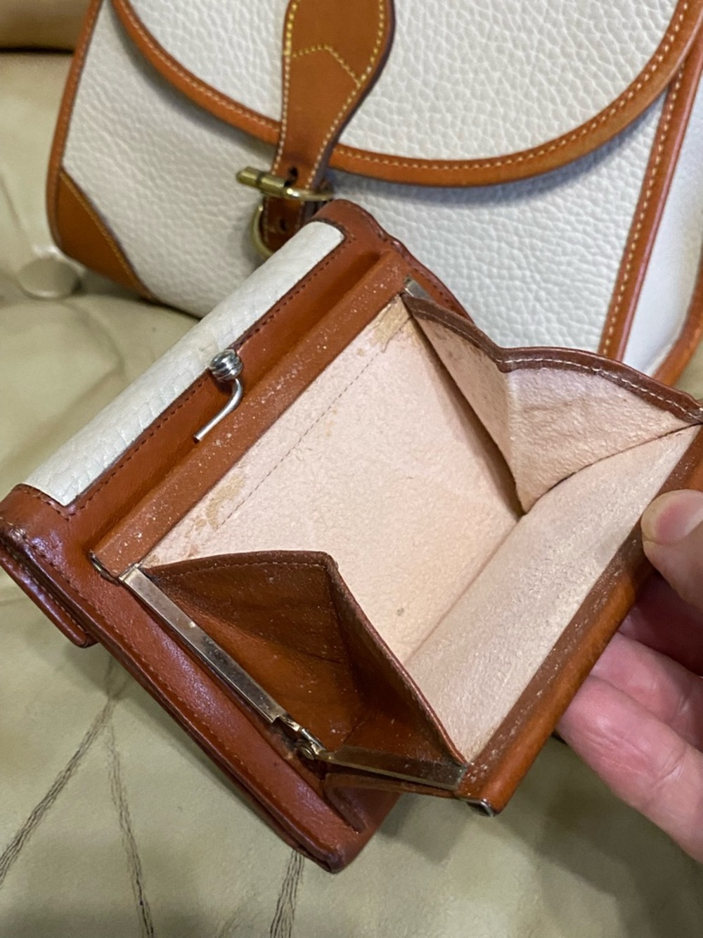 Vintage Dooney & Bourke AWL Bundle Satchel Duck Coin Wallet Pebble Leather - Picture 15 of 16